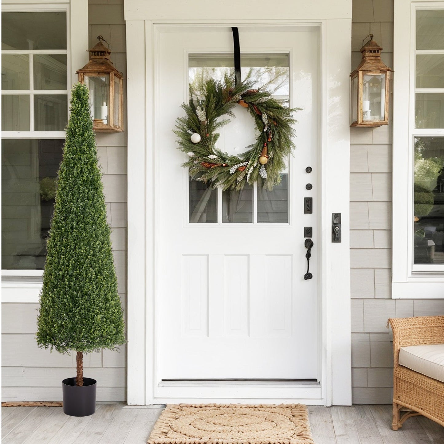 6FT Artificial Conical Topiary Tree UV Resistant Faux Cedar