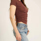 Project Social T - IZZIE HEATHERED RUCHED BABY TEE