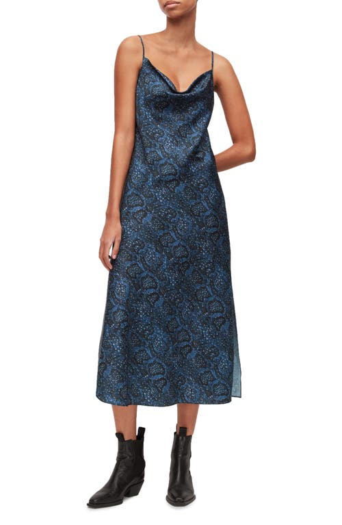 AllSaints Hadley Tamora Cowl Neck Slipdress in Muted Blue, Size 6 Us