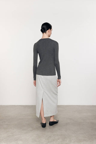 Enza Costa - SILK SWEATER RIB FITTED LONG SLEEVES CARDIGAN