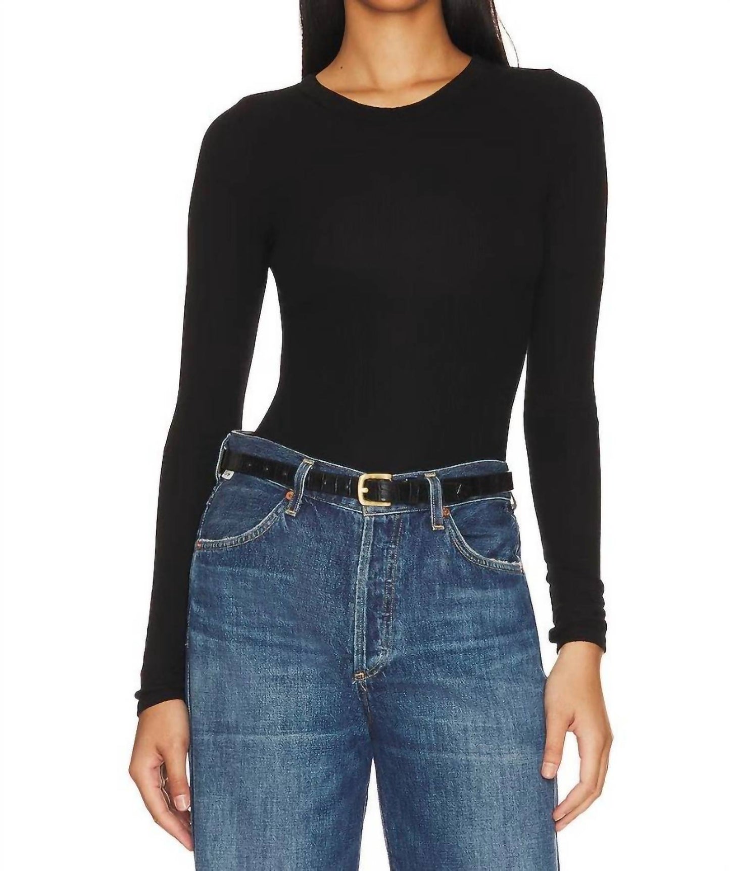 Enza Costa - Textured Rib Long Sleeve Crew Top