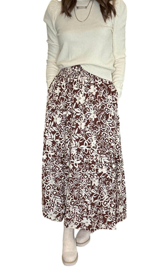 &amp;Merci - Saia longa floral com cintura franzida