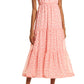Women's Ruffle Midi Dress in Pink Falling Leaves