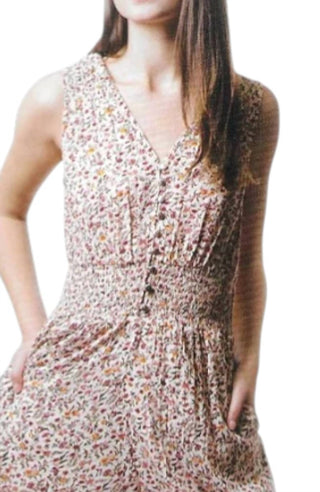 En/Kay - Macacão de linho floral sem mangas