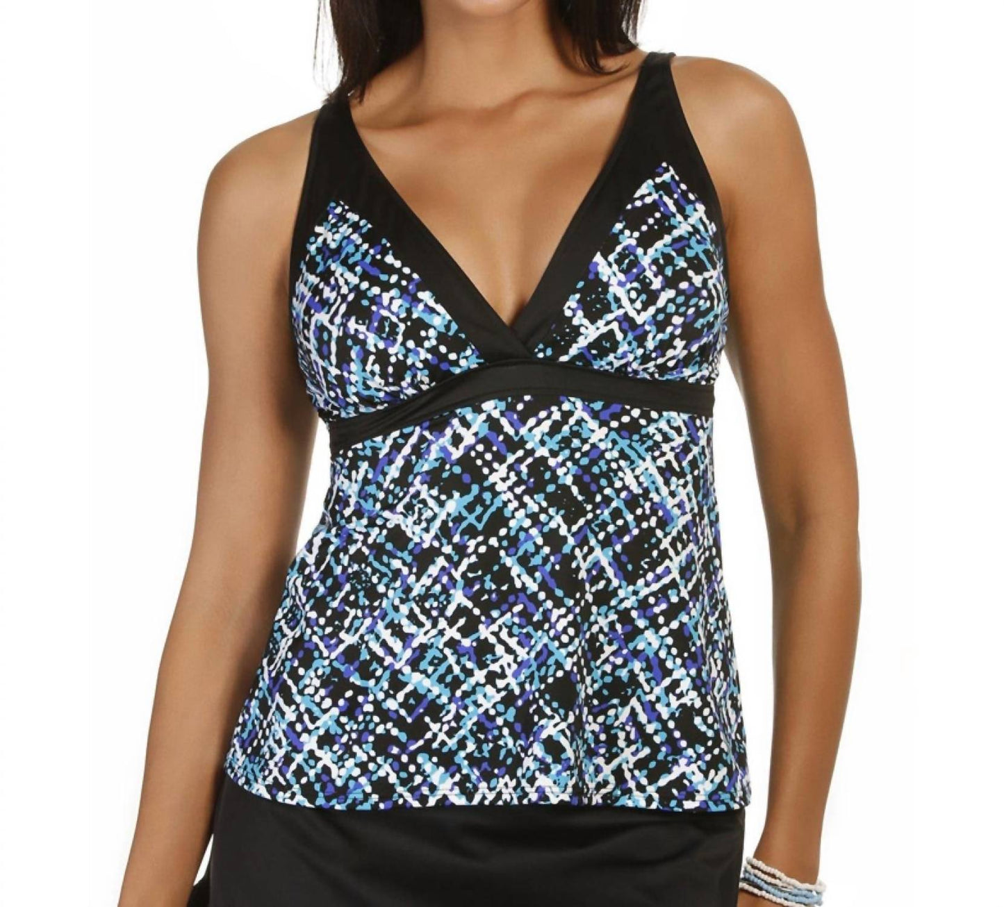 Caribbean Joe - V-neck Framed Surplice Tankini Top