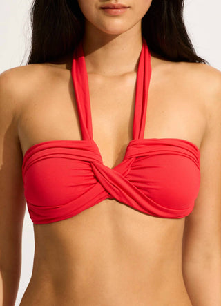 Seafolly - Top de biquíni estilo bandeau com alças finas
