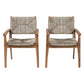 Durable Outdoor Dining Chair Set with Acacia Wood Frame and Wicker Seat
