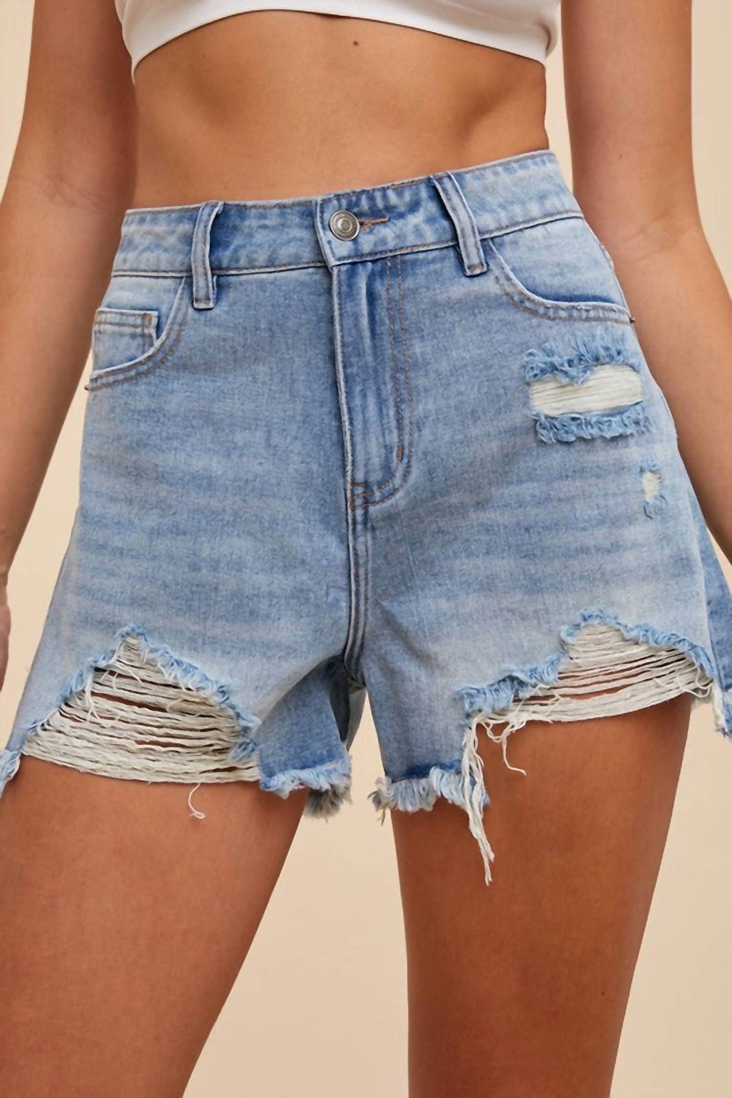 Anniewear - Caleb Cut Off Denim Shorts