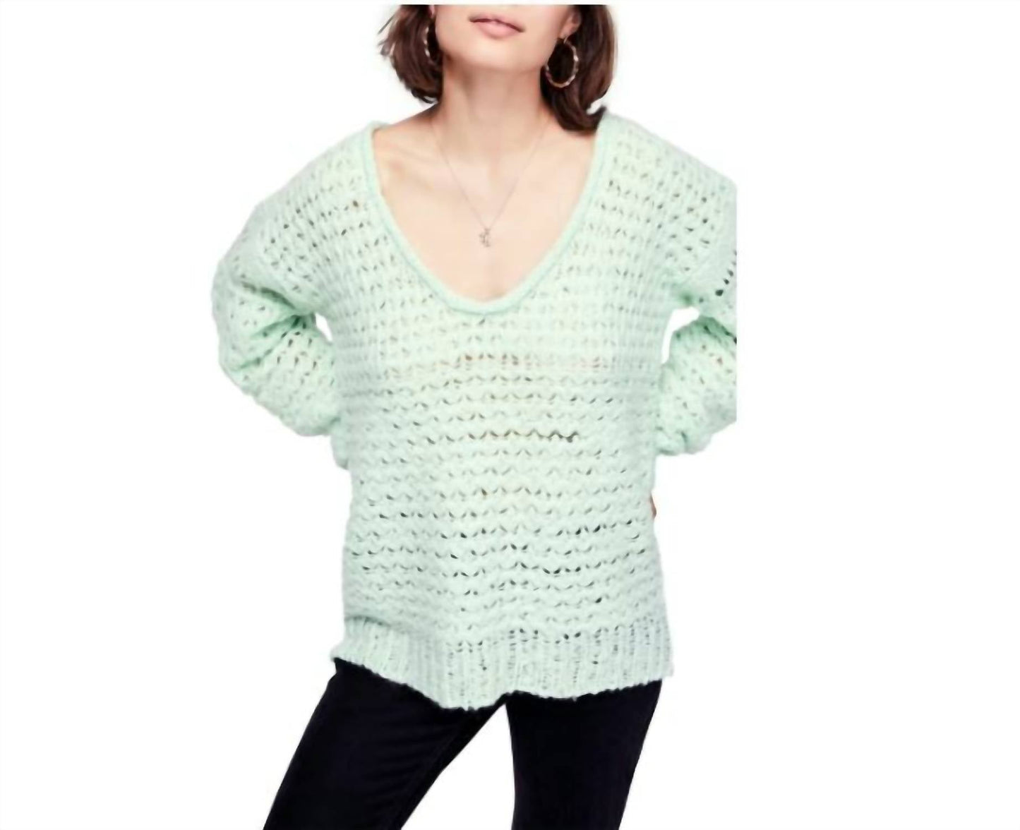 Free People - Wool Blend Crochet Sweater