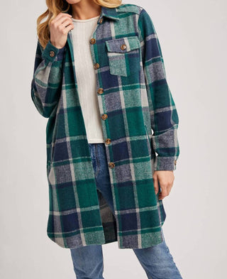 Bluivy - Women's Flannel Plaid Longline Shacket