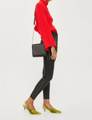 Topshop - Calça skinny biker 100% couro com cadarço