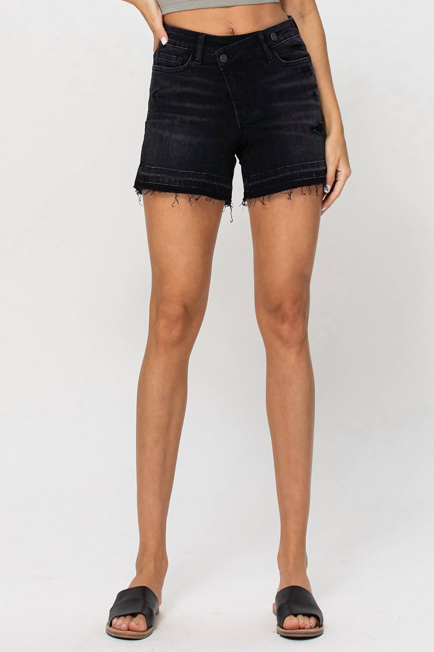 Vervet By Flying Monkey - High Rise Criss Cross Stretch Shorts