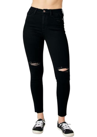 Judy Blue - Calça Jeans Skinny Cintura Alta e Barra Crua