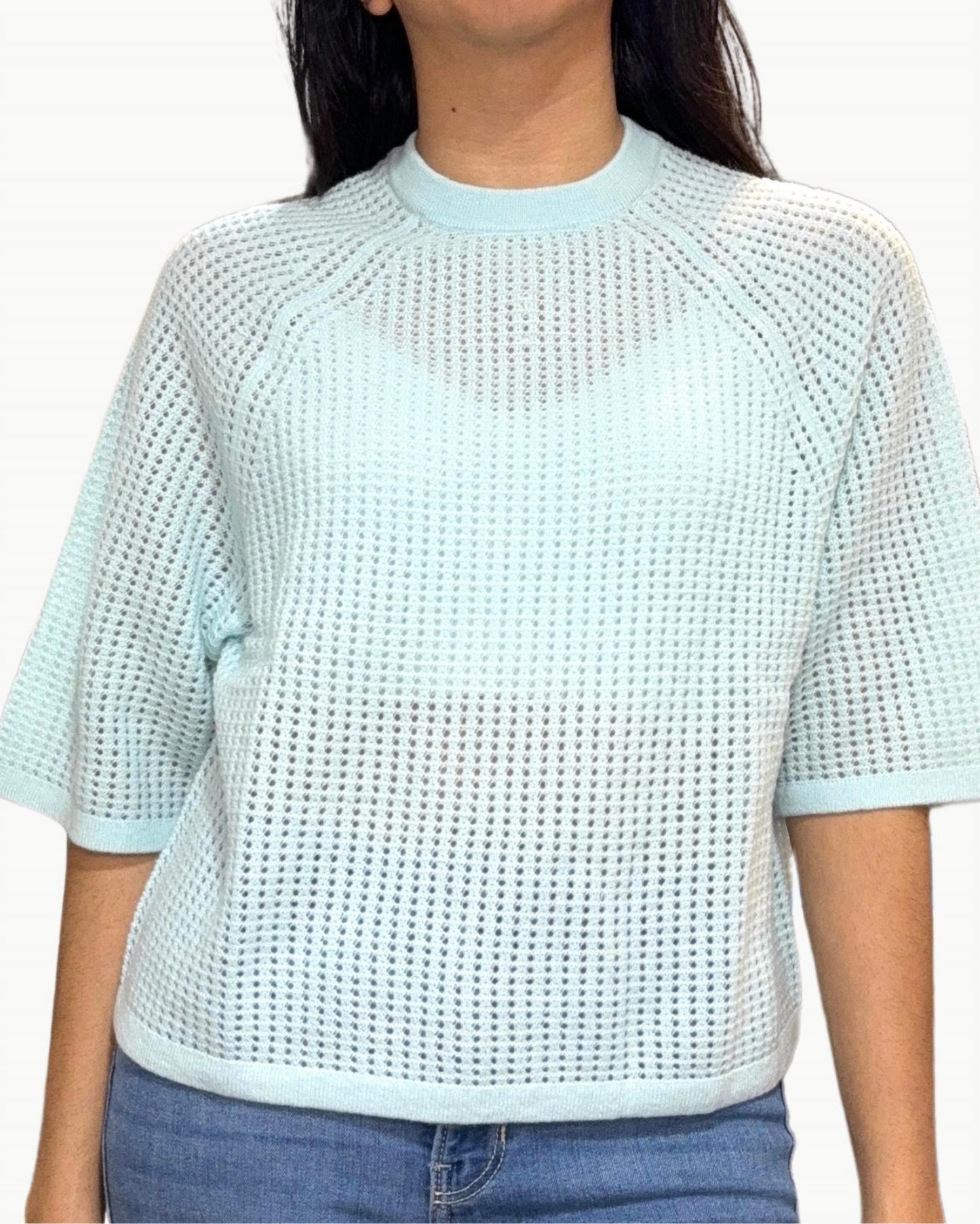 Autumn Cashmere - Short Sleeve Mesh Raglan Crewneck Tee