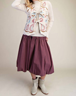 Easel - Balloon Hem Parachute Midi Skirt With Side Pockets