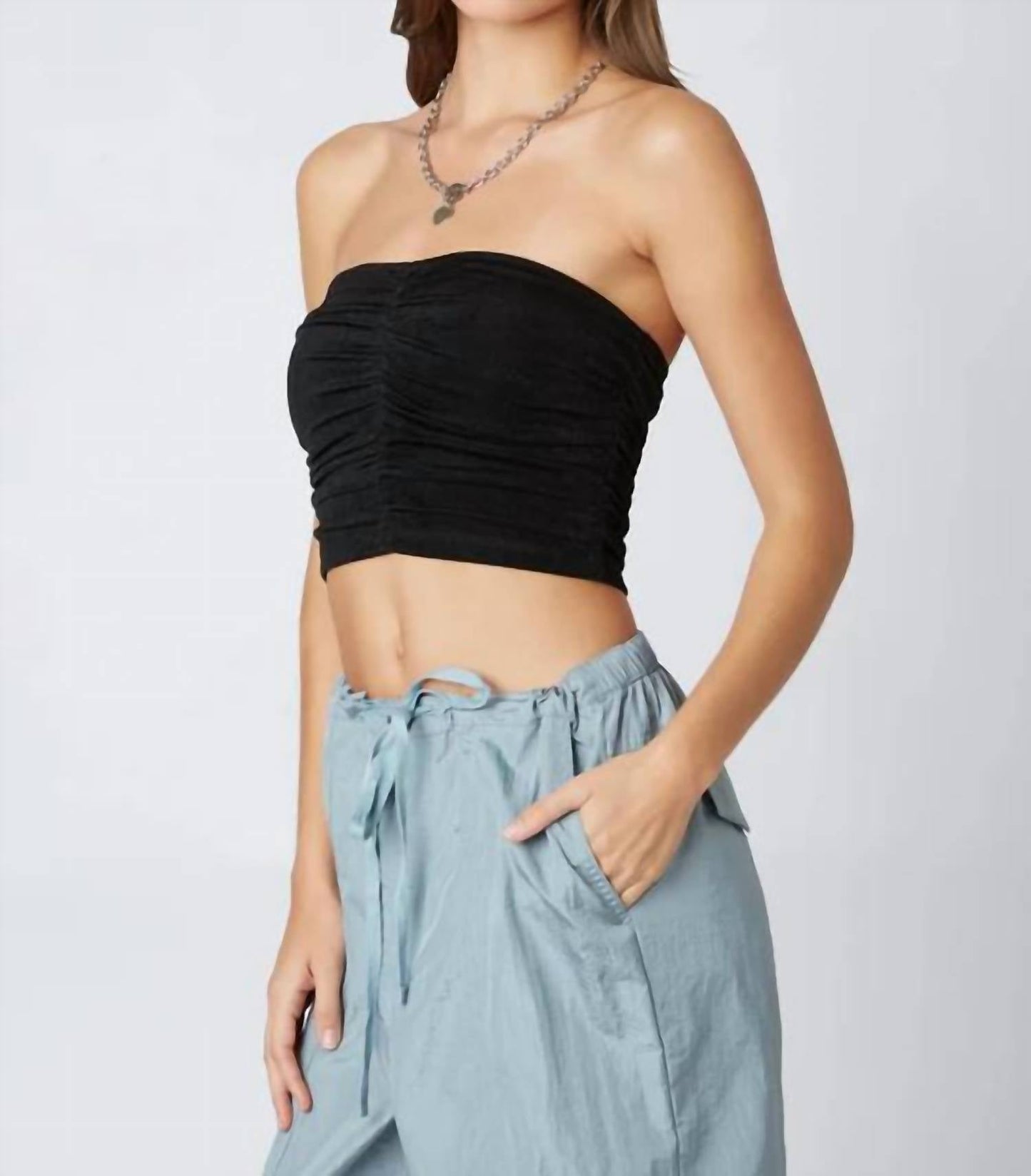 Cotton Candy - Slinky Ruched Tube Top