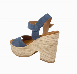 Liberitae - Sandália Plataforma em Couro Azul Zeo