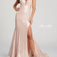 Ellie Wilde - Sleeveless Liquid Lame Gown