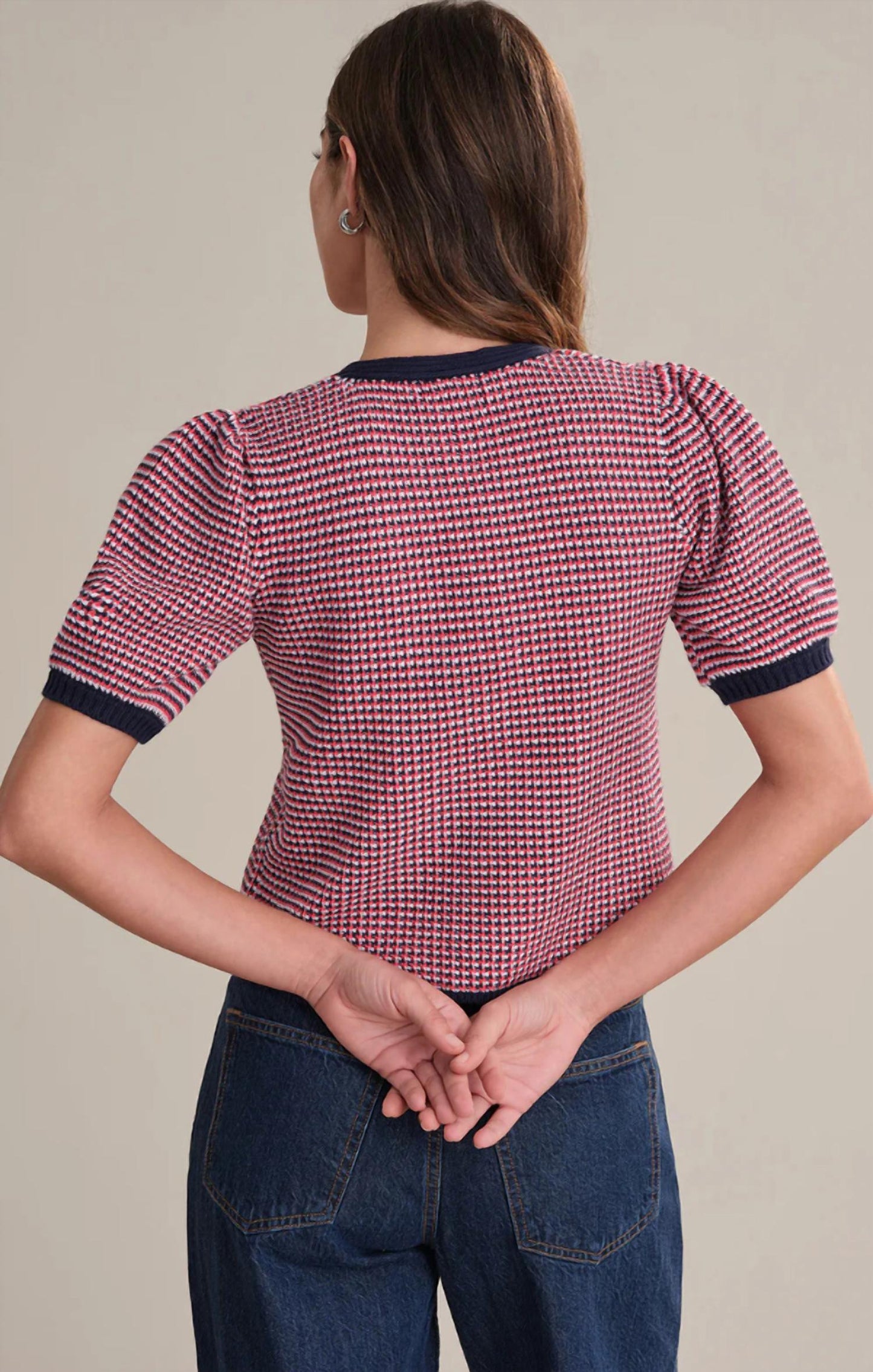 525 America - Elaine Puff Sleeve Tie Front Cardigan