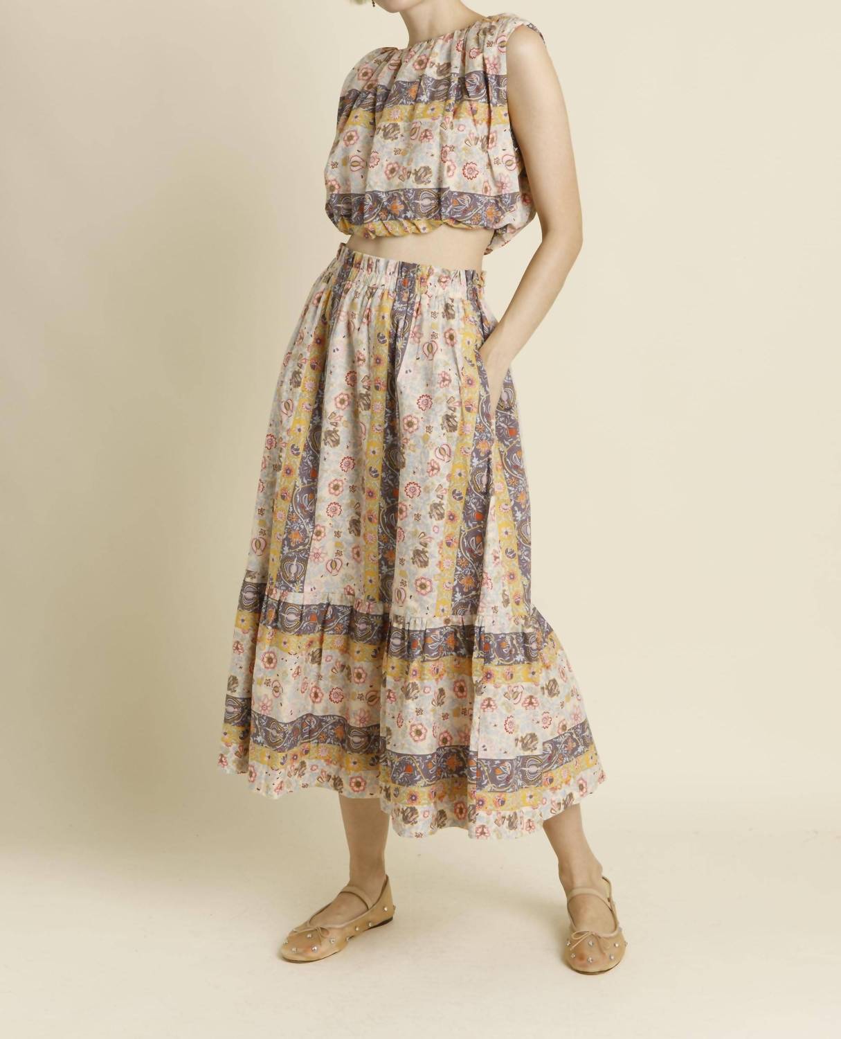 Aureum - Paisley Shirred Top