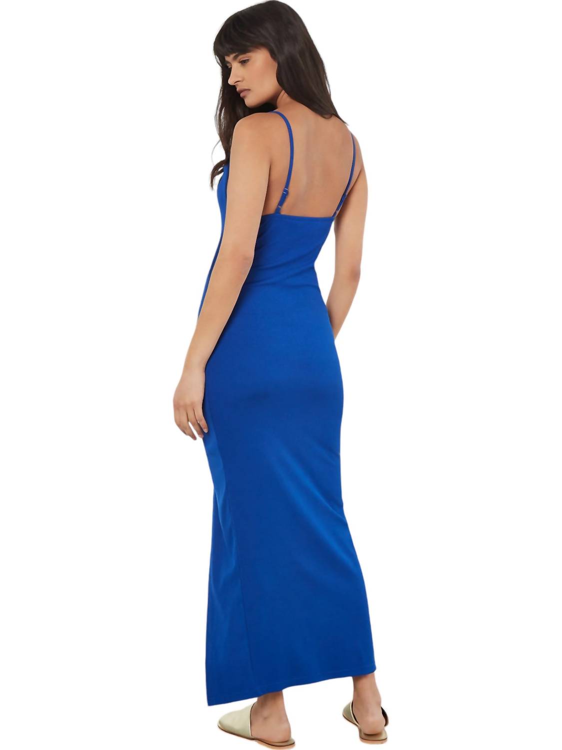Apricot - Mini Rib Side Ruched Midi Dress