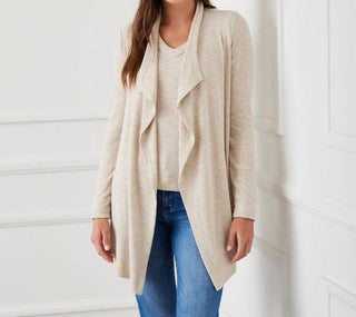 Karen Kane - Ribbed Drape Front Cardigan