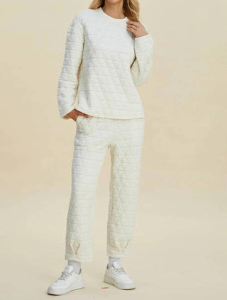 Trendsi - Double Take Full Size Texture Round Neck Long Sleeve Top and Pants Set