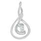 Espira 10K White Gold 1/8 cttw Round Cut Diamond Layered Spiral Pendant Necklace (I-J, I1-I2)