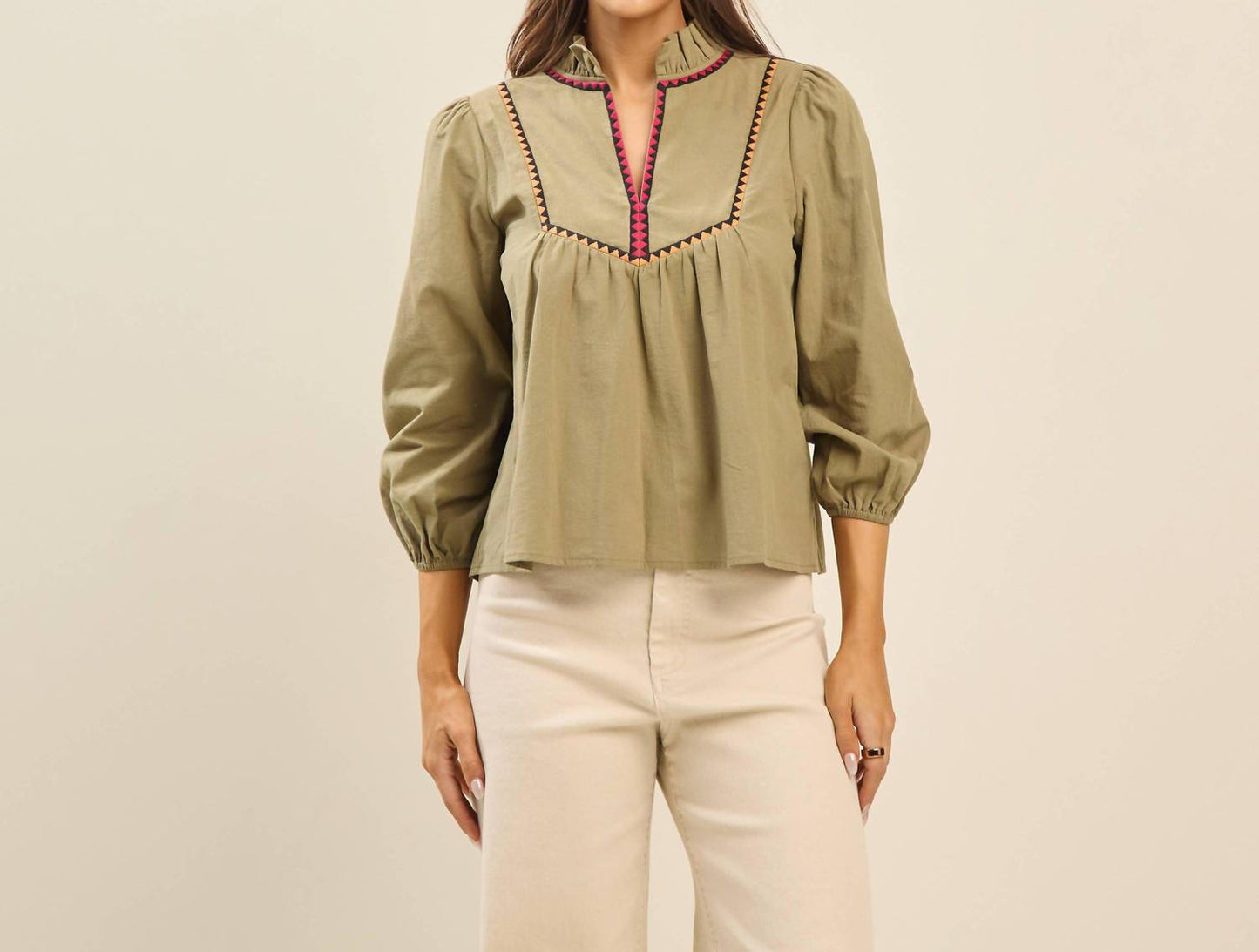 Able - Sloane Embroidered Collar Blouse