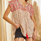 Little Daisy Closet - Embroidery Detail Split Neck Blouse