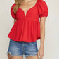 Entro - Bubble Sleeve Babydoll Top