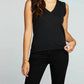 Chaser - GAUZE JERSEY ROLLED ARMHOLE V NECK MUSCLE TANK