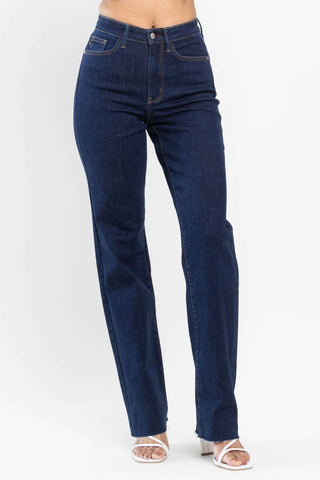 Judy Blue - Calça jeans reta vintage de cintura alta com detalhe de pinças nas costas