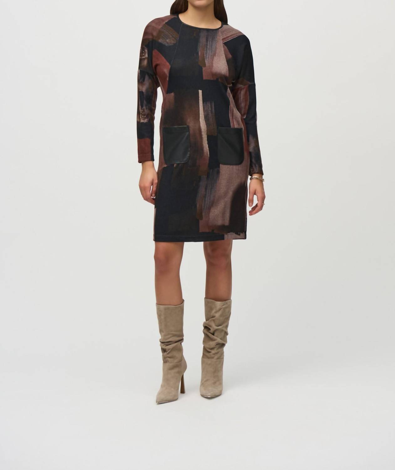 Joseph Ribkoff - Abstract Print Dolman Sleeve Shift Dress