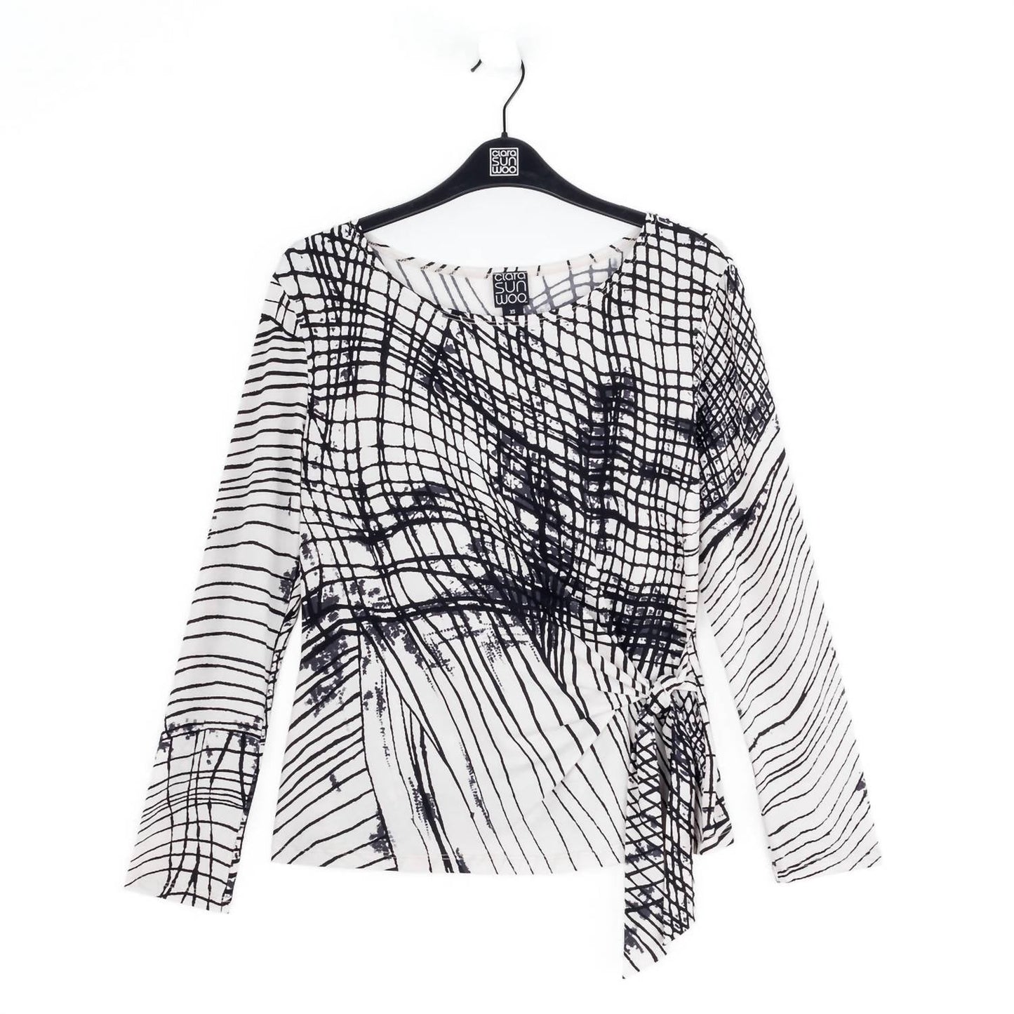 Clara Sunwoo - Geo Web Lines Side Tie Waist Top