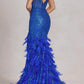 Nox Anabel - Fitted Feather Maxi Prom Dress