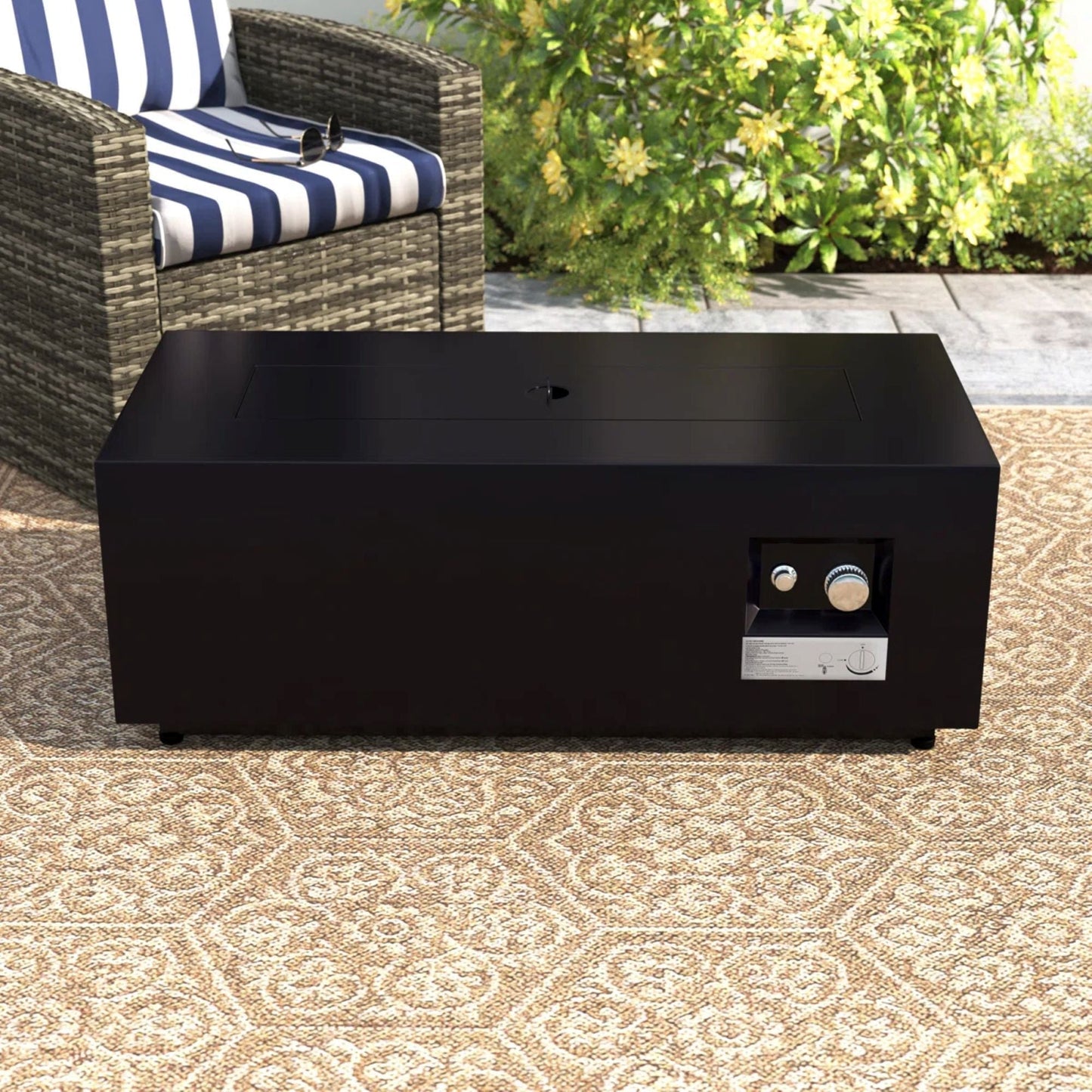 Modern Steel Outdoor Fire Pit Table with Lid
