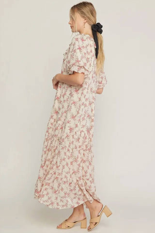Entro - Ruffled V Neck Maxi Dress