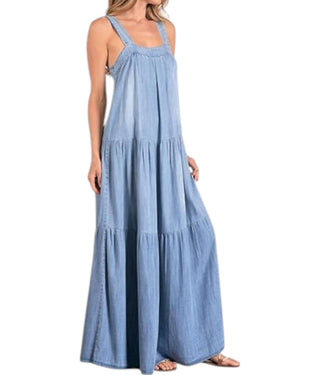 Elan - Vestido longo com gola alta e camadas