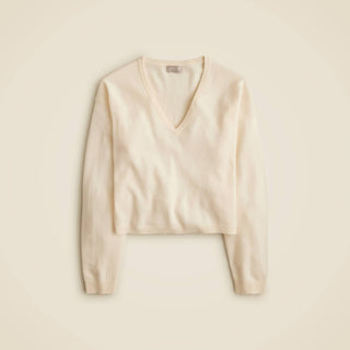 J.Crew - Suéter curto de cashmere relaxado com decote em V