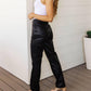 Judy Blue - Women's High Waist Tummy Control Faux Leather Straight Leg Pants