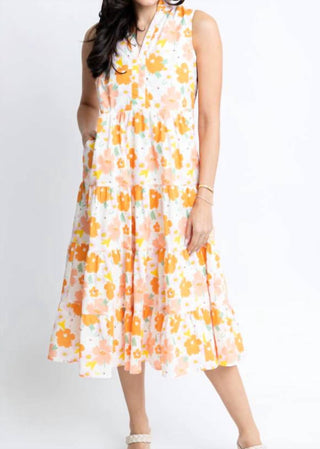 Karlie - Vestido longo floral com decote em V e sem mangas