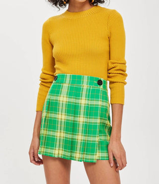 Topshop - Mini saia plissada xadrez