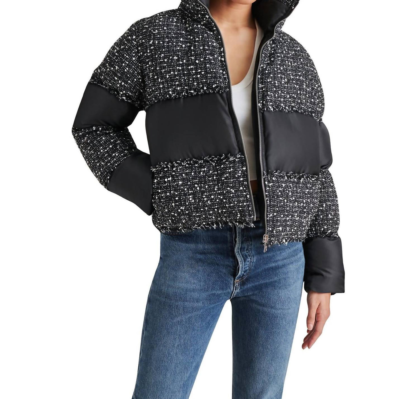 Steve Madden - Snow Drop Mixed Media Puffer Coat