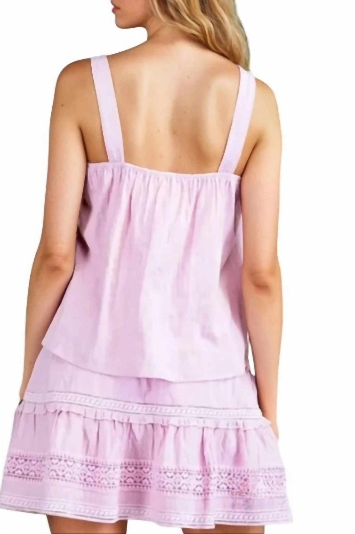 143 Story - Courtney Pretty Crochet Trim Ruffle Top & Mini Skirt Set