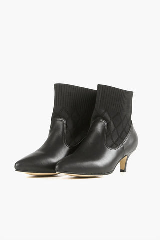 All Black - Meia de tornozelo feminina com salto gatinho