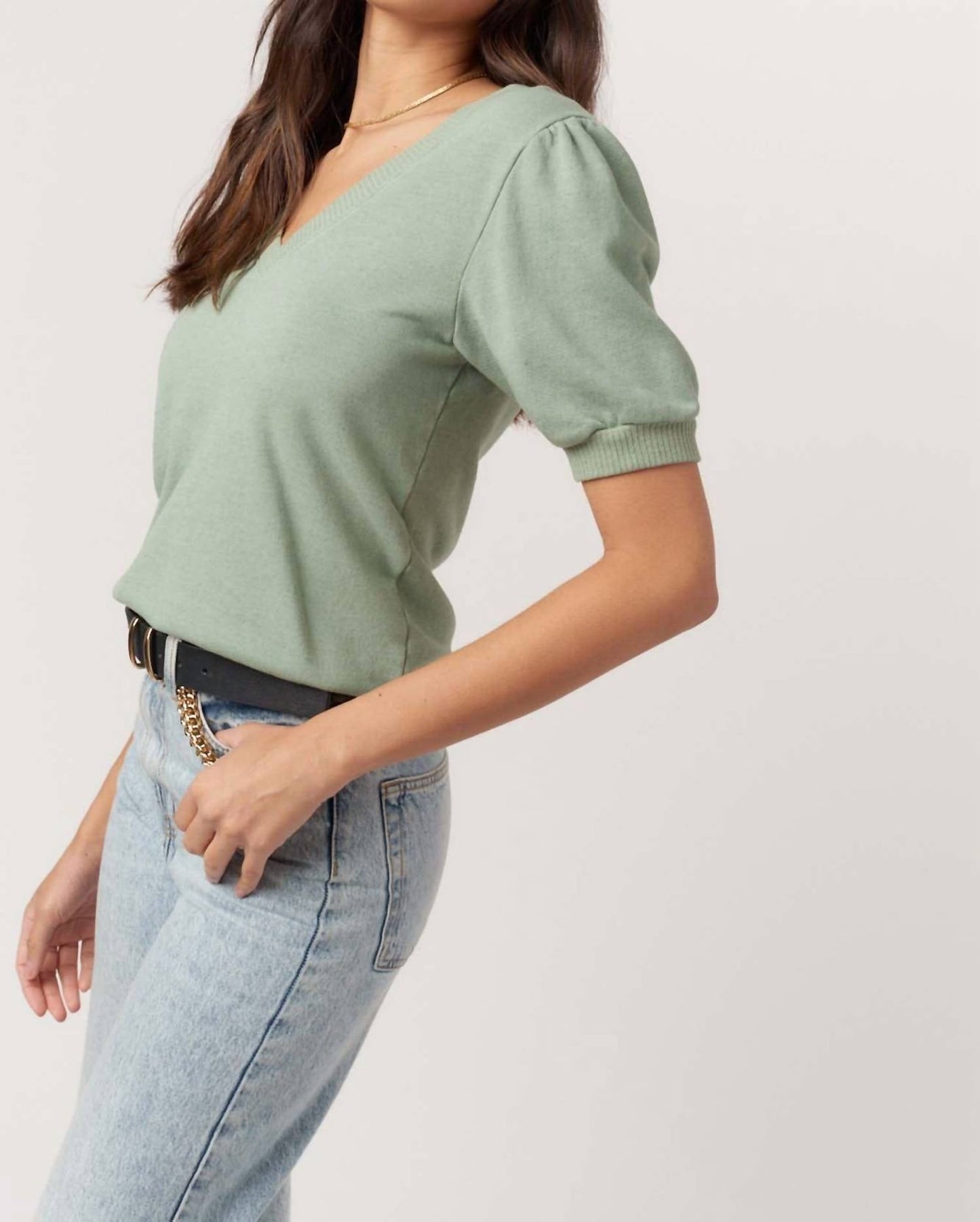 Project Social T - In My Feels Puff Sleeve V-neck Top