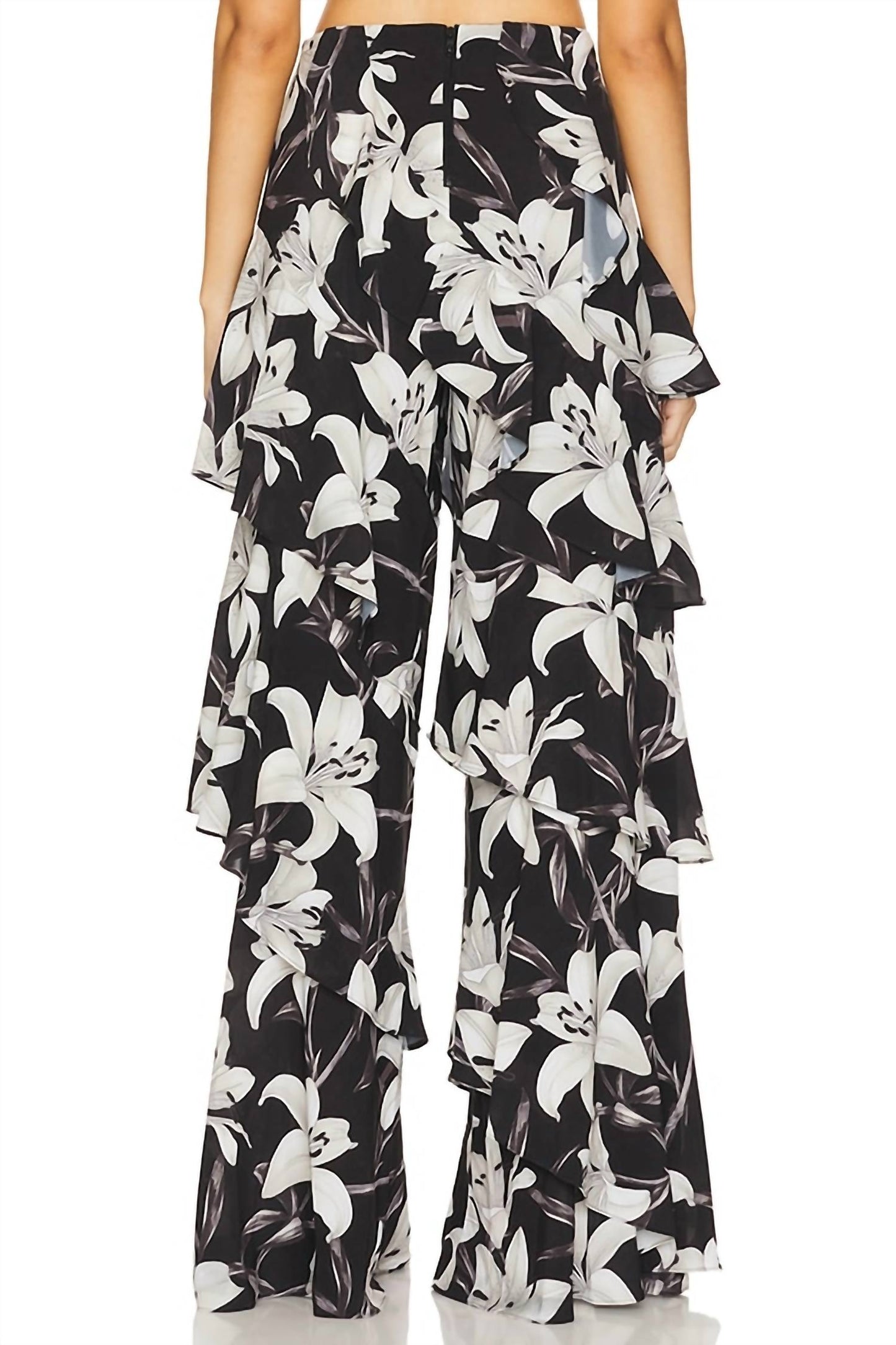 Alice + Olivia - Lotus High Rise Wide Leg Ruffle Pants
