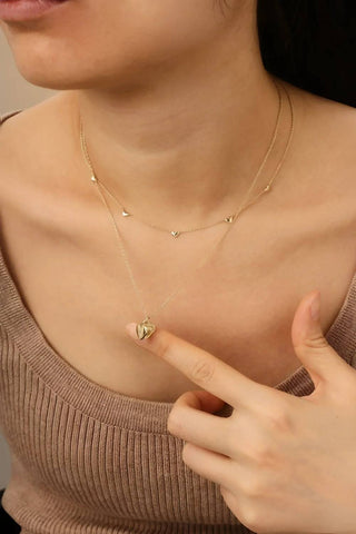 Eklexic - Colar feminino com pingente de coração e zircônia cúbica