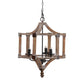3 Light Wood Drum Chandelier, Hanging Light Fixture With Adjustable Chain For Kitchen, Bulb Not Included - Brown